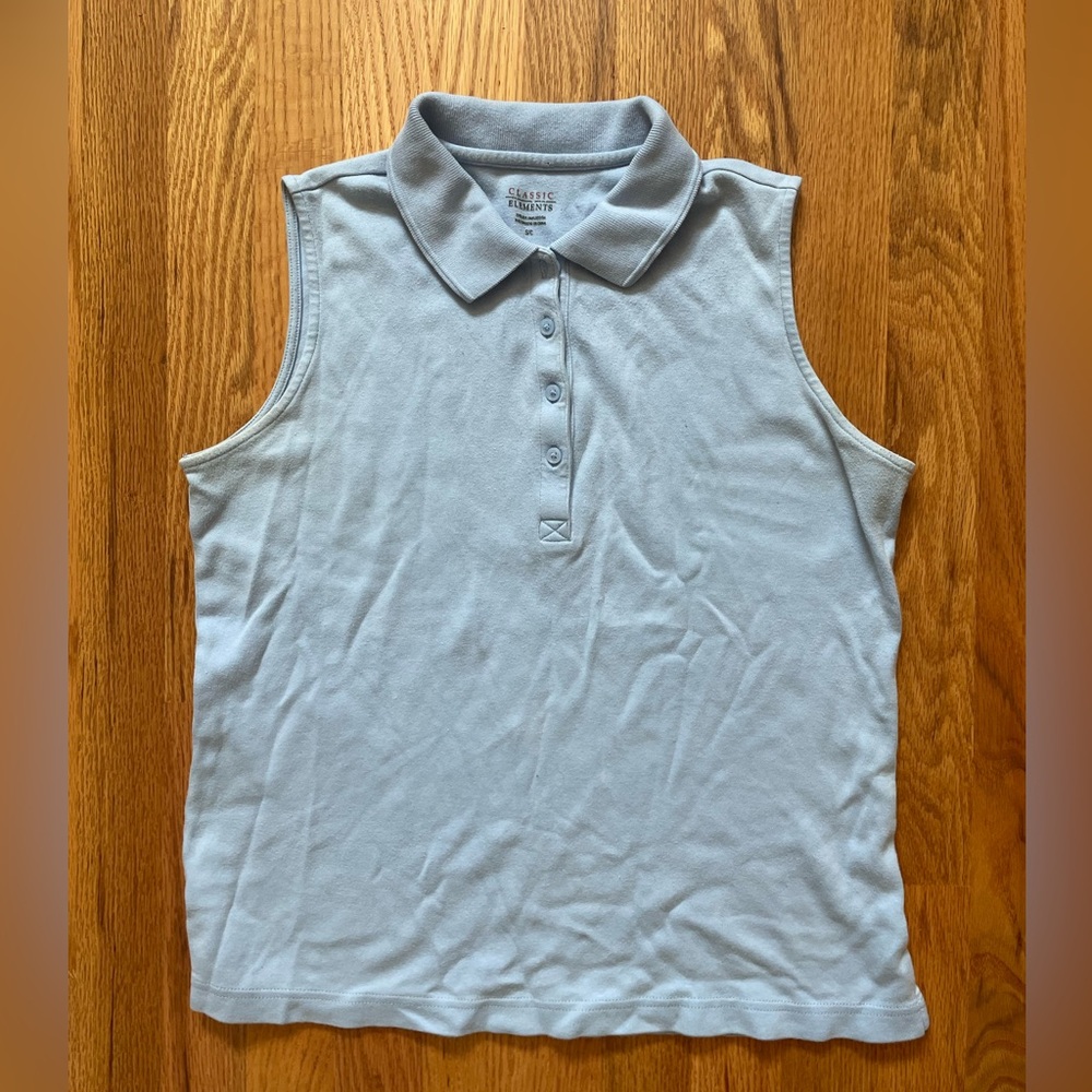 Classic Elements Light Blue Polo Tank Top